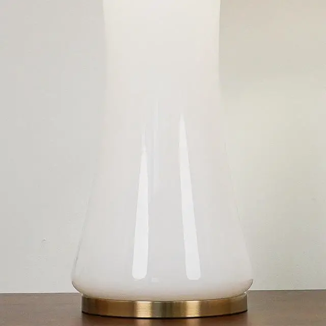 Alt view image 6 of 7 - Cascade Glass Lamp Golden Base Off White Glass Table Lamp