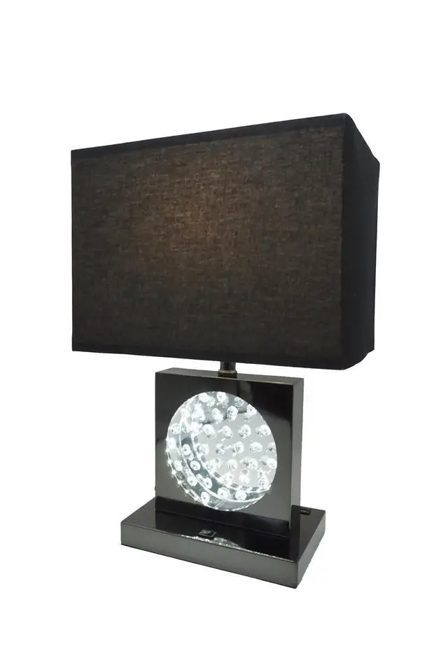 Alt view image 2 of 5 - 22"H Black Pewter Square Crystal Centerpiece with Night Light, Usb Port + Power Outlet