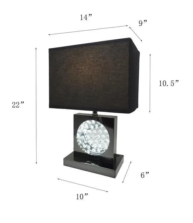 Alt view image 3 of 5 - 22"H Black Pewter Square Crystal Centerpiece with Night Light, Usb Port + Power Outlet