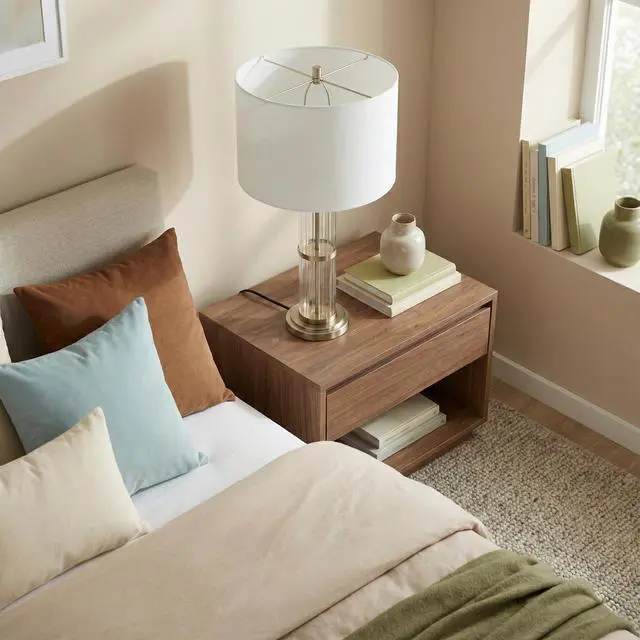 Alt view image 4 of 6 - Echo Brushed Nickel Table Lamp with on/Off Switch Clear Glass Body Metal Base
