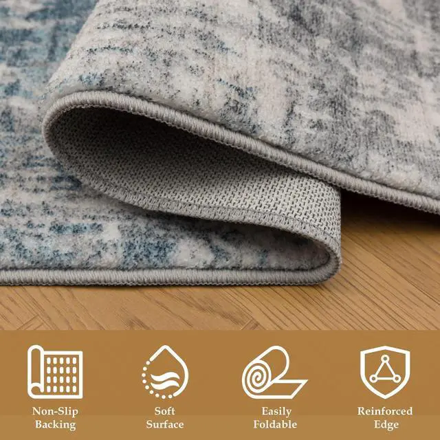 Alt view image 3 of 7 - Crystal GC_MET8001 2x7 Blue Runner Rug