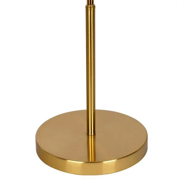 Alt view image 5 of 7 - Ornate Brass Ring Base Curved Table Lamp with Triangle White Drum Shade, Gold, Metal, 18.25 x 9.50 x 22.00 inches
