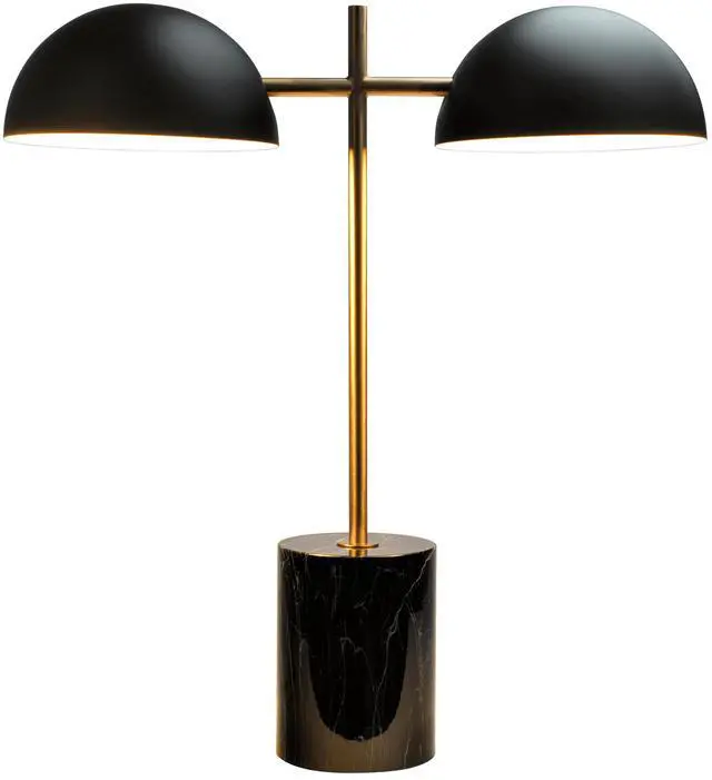 Main image of Black Table Lamp with on/Off Switch, Double Lamp, Faux Marble Base 22.4" H x 20" W x 7.9" D for Living Room, Desk Lamps for Office Reading
