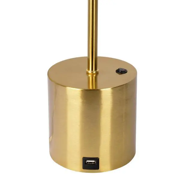 Alt view image 5 of 7 - Ethereal Modern Small Brass Metal Table Lamp with White Glass Globe Shade, Elegant Desk Lamp Fixture 22"H x 9.3"W x 5.8"D for Living Room, Desk Lamps for Office Reading