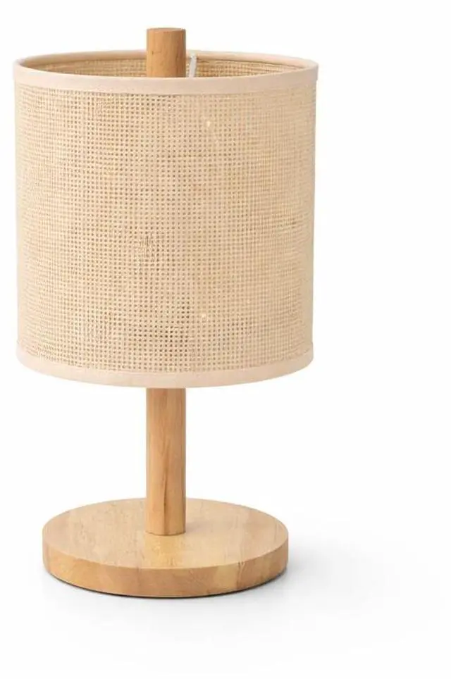 Alt view image 7 of 7 - Levio Table Lamp, Natural Oak Wooden Base with Linen Shade 110-120V Paper Rattan Weave Material Wood,Desktop Lamp From The Us Warehouse, Suitable for Bedroom, Living Room, Study, Reading Room, Office