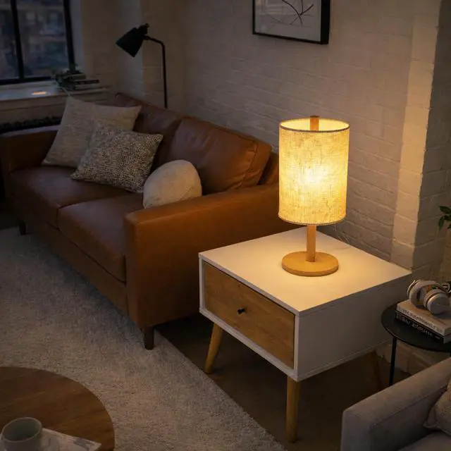 Alt view image 4 of 7 - Modern Classic Desk Lamp Villa Living Room Bedroom Study Decorative Original Design European Wood Table Light, Arcana Table Lamp - Oak - Natural 110-120V Paper Rattan Weave Material