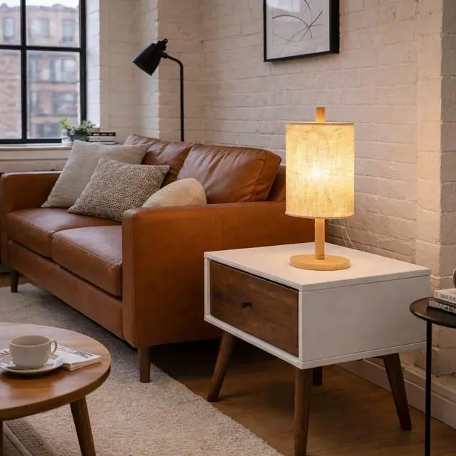 Alt view image 6 of 7 - Modern Classic Desk Lamp Villa Living Room Bedroom Study Decorative Original Design European Wood Table Light, Arcana Table Lamp - Oak - Natural 110-120V Paper Rattan Weave Material