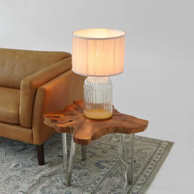 Alt view image 2 of 7 - Bedroom Table Lamp Nordic Home Creative Romantic Warm Solid Wood Study Room Eye Protection Desk Bedside Lamp Led Nebulis Table Lamp Gold - Clear and Pink 110-120V