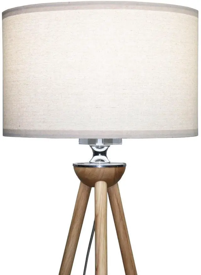 Alt view image 4 of 5 - Tall Corner Floor Lamp, Energy Efficient Led Standing Light for Living Room, Bedroom & Office Space Illumination Lirios Three Legged Wooden Strip Floor Lamp - Natural 110V
