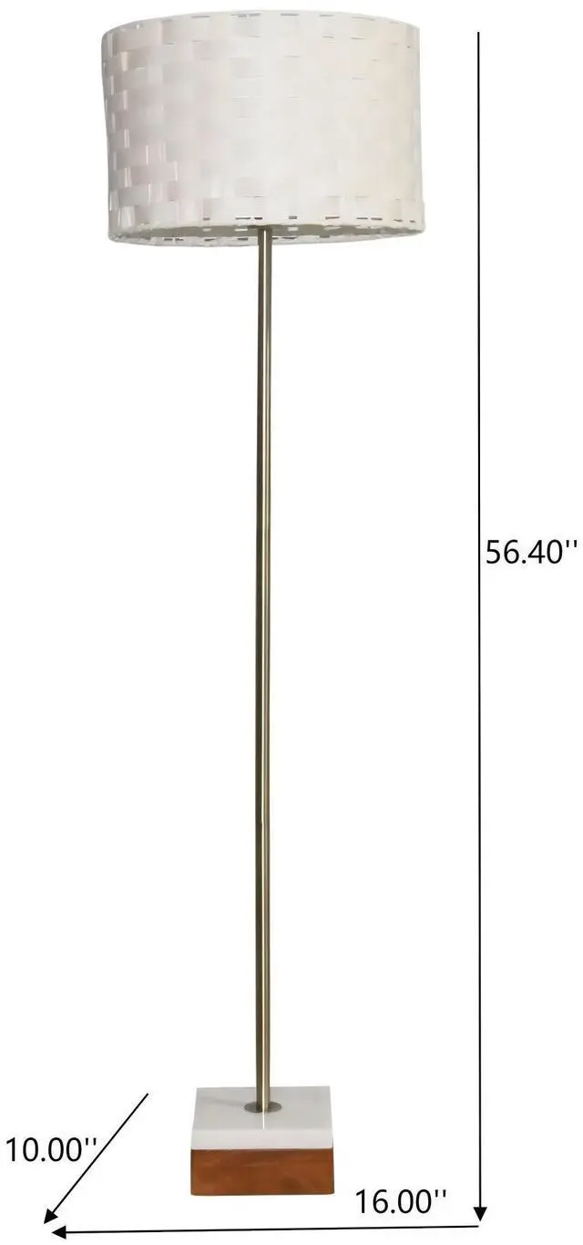 Alt view image 3 of 7 - Minimalist Floor Lamp, Slim Standing Light with Neutral Shade for Contemporary Living Room & Bedroom Ambience Viora Marble Base Floor Lamp - Dark Brown and White 110V