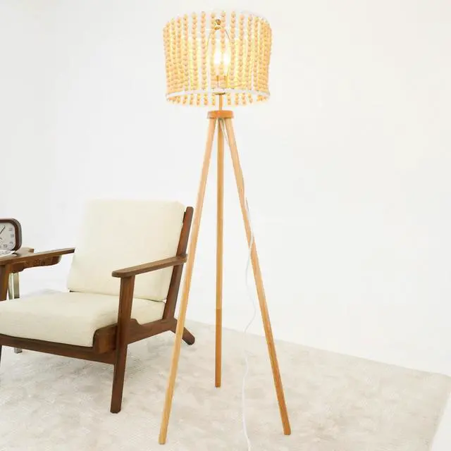 Alt view image 2 of 7 - Reading Floor Lamp, Standing Light for Living Room Chair, Bedside & Study Area, Brillo Three Legged Floor Lamp Natural 110V