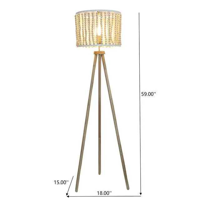 Alt view image 3 of 7 - Reading Floor Lamp, Standing Light for Living Room Chair, Bedside & Study Area, Brillo Three Legged Floor Lamp Natural 110V