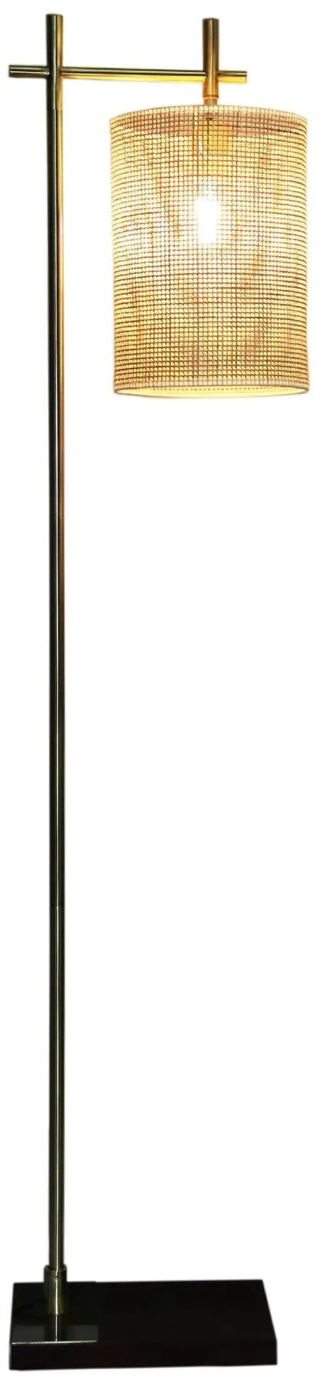 Alt view image 6 of 6 - Tall Corner Floor Lamp, Standing Light for Living Room, Bedroom & Office Space Illumination Brizo Bamboo Lampshade Floor Lamp Dark Brown and Bronze 110V