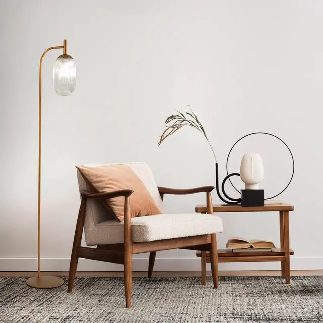 Alt view image 7 of 7 - Classic Modern Floor Lamp, Upward Lighting Design for Living Room Ambience, Bedroom & Office Space Vela Floor Lamp Bronze and Clear 110-120V