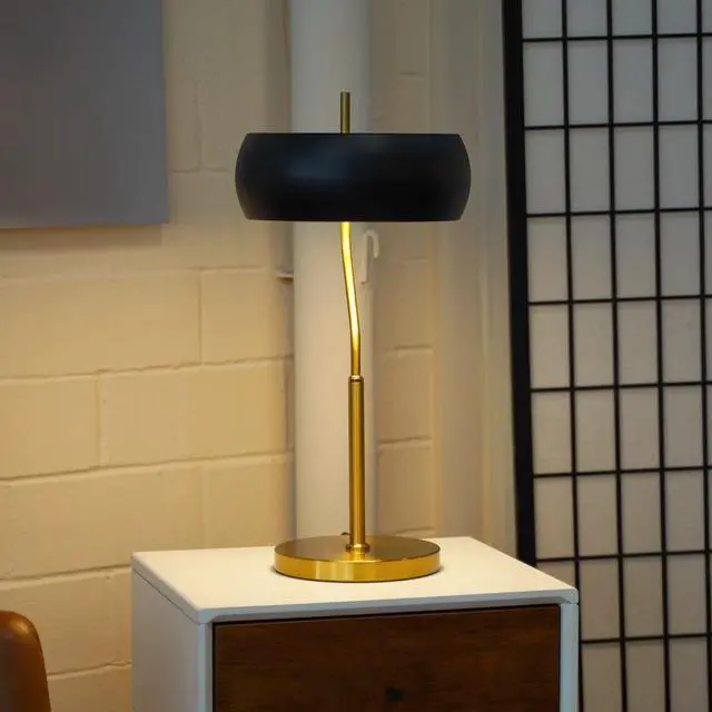 Alt view image 2 of 7 - Small Minimalist Wooden Table Lamp Dimmable Table Lamp Fast Delivery Small Bedside Lamps for Night Stands, Living Room, Office,Study Room, Flux Table Lamp - Black Outer - White inner 110~120V