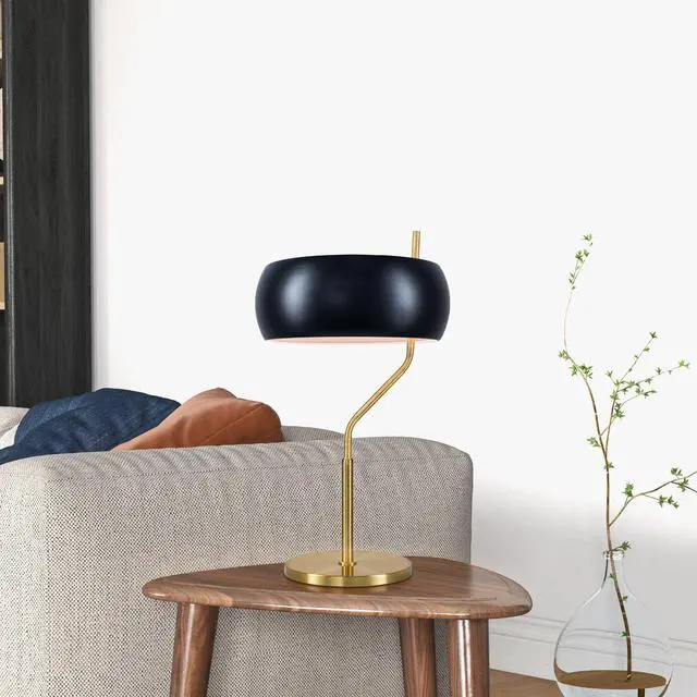Alt view image 4 of 7 - Small Minimalist Wooden Table Lamp Dimmable Table Lamp Fast Delivery Small Bedside Lamps for Night Stands, Living Room, Office,Study Room, Flux Table Lamp - Black Outer - White inner 110~120V