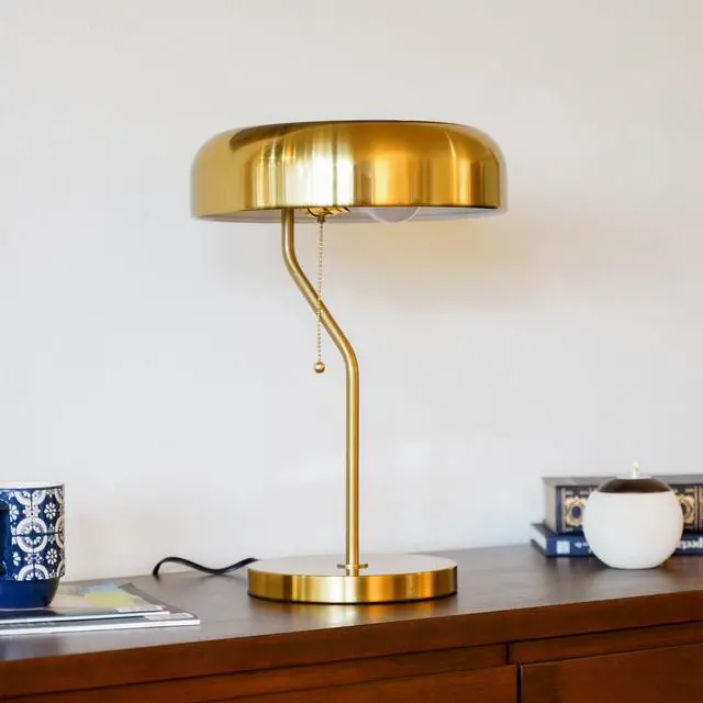 Alt view image 7 of 7 - High Quality Hotel European Modern Bed Side Nightstand Decorative Table/Desk Lamp, Metro Table Lamp with Gold Outer and White inner 110~120V