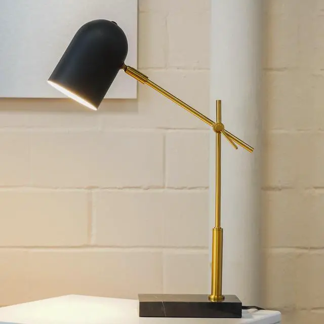 Alt view image 2 of 7 - High Quality Hotel European Modern Bed Side Nightstand Decorative Led Table/Desk Lamp, Lumora Table Lamp - Black Outer - White inner 110~120V