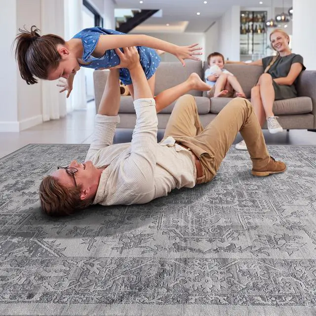 Alt view image 3 of 6 - Collection 36*24 inch Silver / Oriental Doormat Rug