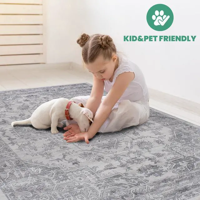 Alt view image 6 of 6 - Collection 36*24 inch Silver / Oriental Doormat Rug