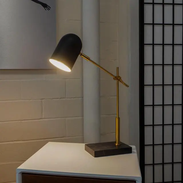 Alt view image 5 of 7 - High Quality Hotel European Modern Bed Side Nightstand Decorative Led Table/Desk Lamp, Lumora Table Lamp - Black Outer - White inner 110~120V