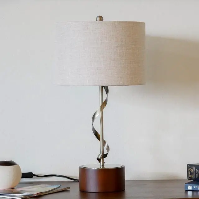 Alt view image 4 of 7 - Bedside Bedroom Nightstand Desk Lamp Bedroom Study Lamps Solid Wood Creative Lights Reading Living Room Table Lampsfoundry Twisted Metal Table Lamp 110V
