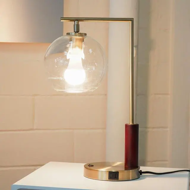 Alt view image 2 of 7 - Modern Classic Desk Lamp Villa Living Room Bedroom Study Decorative Original Design European Table Light, Easy Assembly Table Lamp for Sale, Wander Right Angle Glass Table Lamp - Bronze 110V
