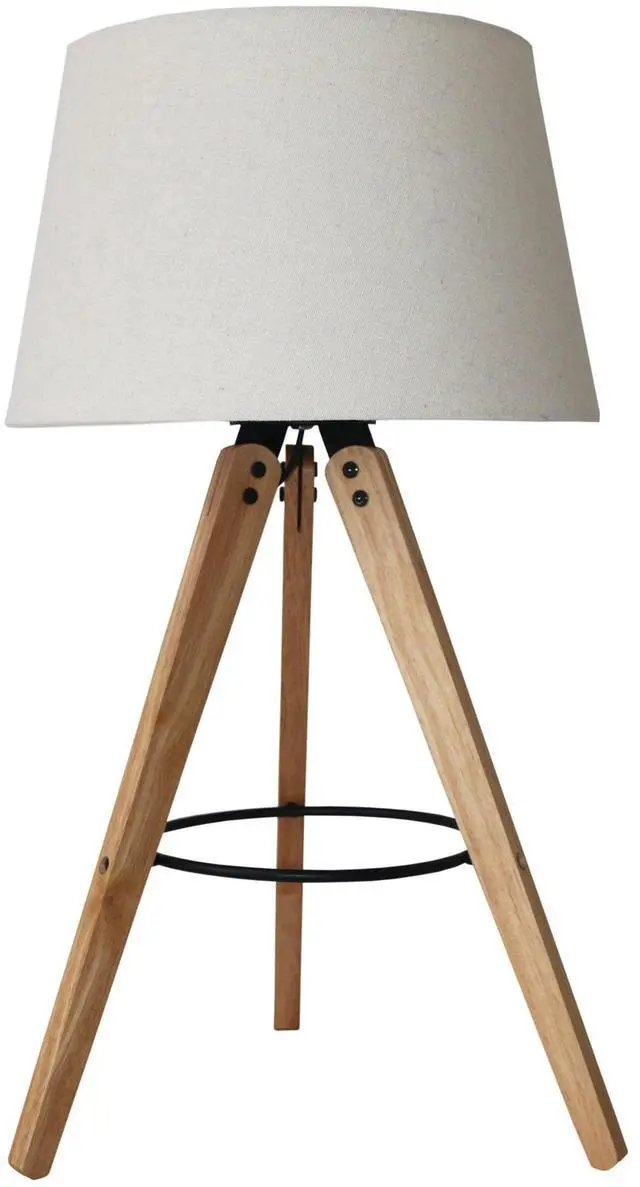 Main image of High Quality Hotel European Modern Bed Side Nightstand Decorative Led Table/Desk Lamp, Birch Three Legged Wooden Bar Table Lamp - Natural - Black 110V