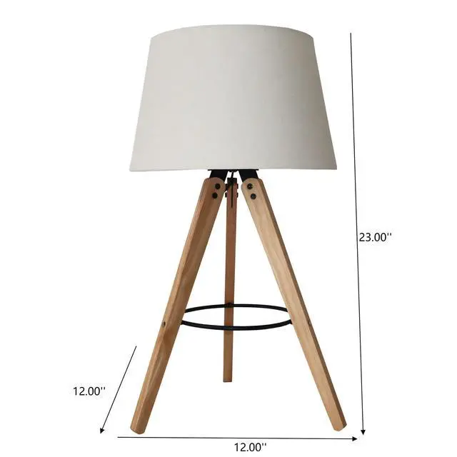 Alt view image 3 of 7 - High Quality Hotel European Modern Bed Side Nightstand Decorative Led Table/Desk Lamp, Birch Three Legged Wooden Bar Table Lamp - Natural - Black 110V