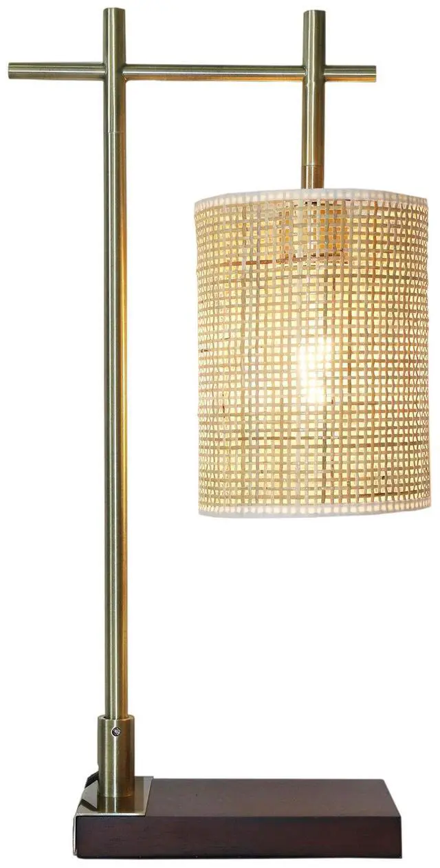 Main image of Bedroom Table Lamp Nordic Home Creative Romantic Warm Study Room Desk Bedside Lamp, Moonstone Bamboo Lampshade Table Lamp - Dark Brown - Bronze 110V