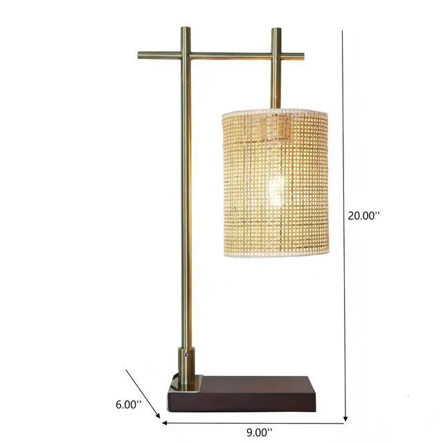 Alt view image 3 of 7 - Bedroom Table Lamp Nordic Home Creative Romantic Warm Study Room Desk Bedside Lamp, Moonstone Bamboo Lampshade Table Lamp - Dark Brown - Bronze 110V