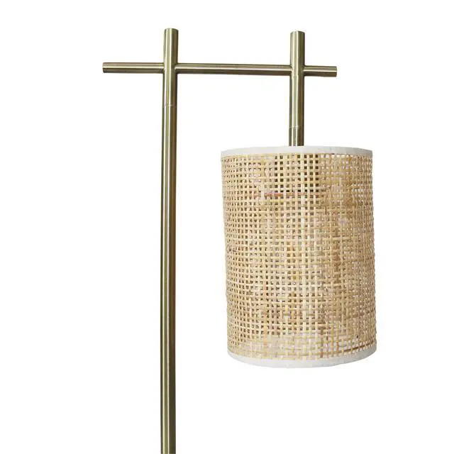Alt view image 5 of 7 - Bedroom Table Lamp Nordic Home Creative Romantic Warm Study Room Desk Bedside Lamp, Moonstone Bamboo Lampshade Table Lamp - Dark Brown - Bronze 110V
