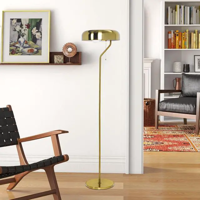 Alt view image 2 of 7 - Tall Corner Floor Lamp for Living Room, Bedroom & Office Space Illumination, Spectra Floor Lamp - Gold Outer and White inner 110~120V