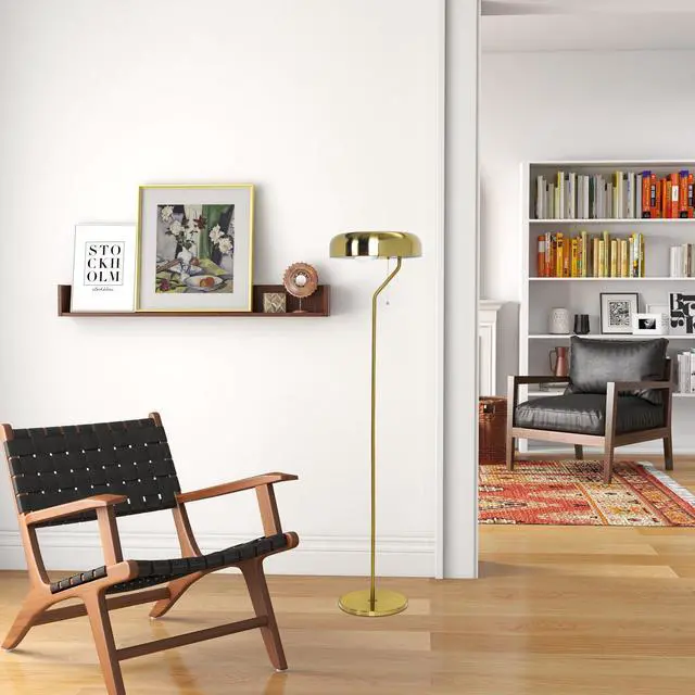 Alt view image 7 of 7 - Tall Corner Floor Lamp for Living Room, Bedroom & Office Space Illumination, Spectra Floor Lamp - Gold Outer and White inner 110~120V