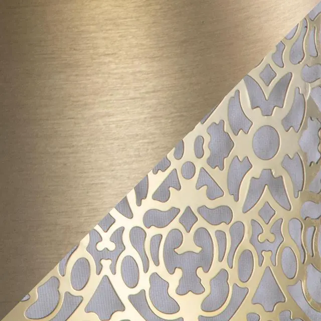 Alt view image 4 of 5 - 63" Contemporary Metal Floor Lamp in Gold Metal with Laser Cut Metal and Off-White Linen Shade