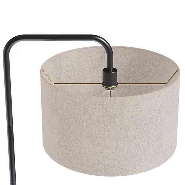 Alt view image 4 of 5 - 63" Contemporary Metal Floor Lamp in Oil Rubbed Bronze with Beige Linen Shade