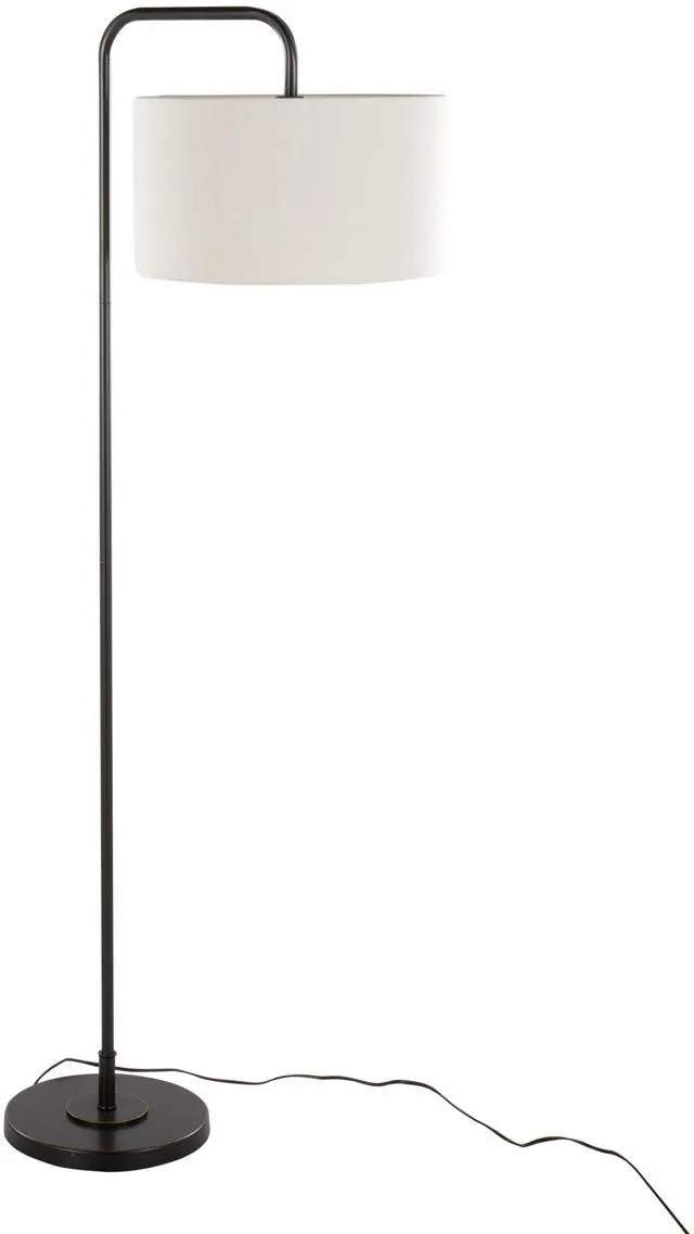 Main image of 63" Contemporary Metal Floor Lamp in Oil Rubbed Bronze with Beige Linen Shade