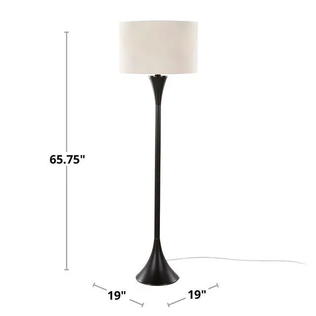 Alt view image 4 of 7 - 65" Contemporary Metal Floor Lamp in Oil Rubbed Bronze with Natural Linen Shade