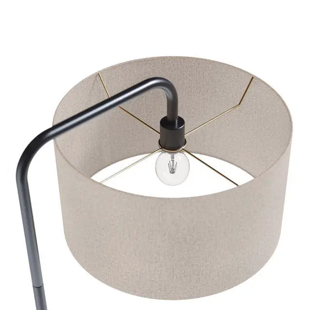 Alt view image 5 of 5 - 63" Contemporary Metal Floor Lamp in Oil Rubbed Bronze with Beige Linen Shade