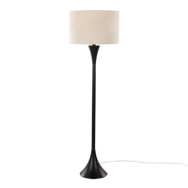 Alt view image 6 of 7 - 65" Contemporary Metal Floor Lamp in Oil Rubbed Bronze with Natural Linen Shade