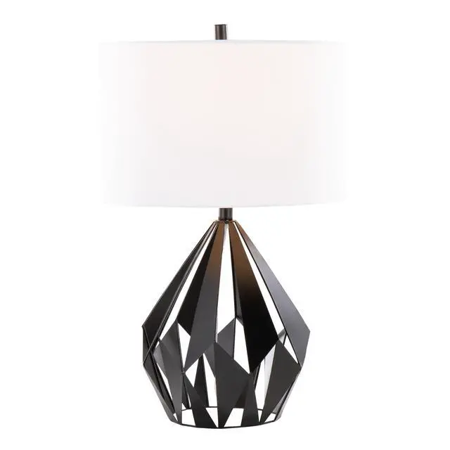 Alt view image 3 of 5 - Me Tri 28" Contemporary Metal Table Lamp in Matte Black Metal with White Linen Shade From Grandview Gallery - Set Of 2