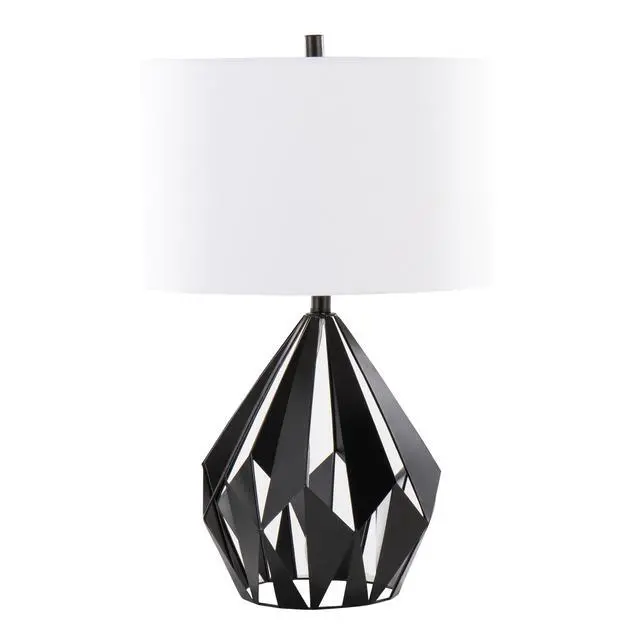 Alt view image 2 of 5 - Me Tri 28" Contemporary Metal Table Lamp in Matte Black Metal with White Linen Shade From Grandview Gallery - Set Of 2