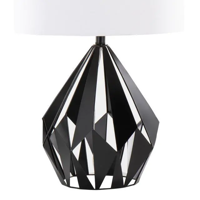 Alt view image 4 of 5 - Me Tri 28" Contemporary Metal Table Lamp in Matte Black Metal with White Linen Shade From Grandview Gallery - Set Of 2