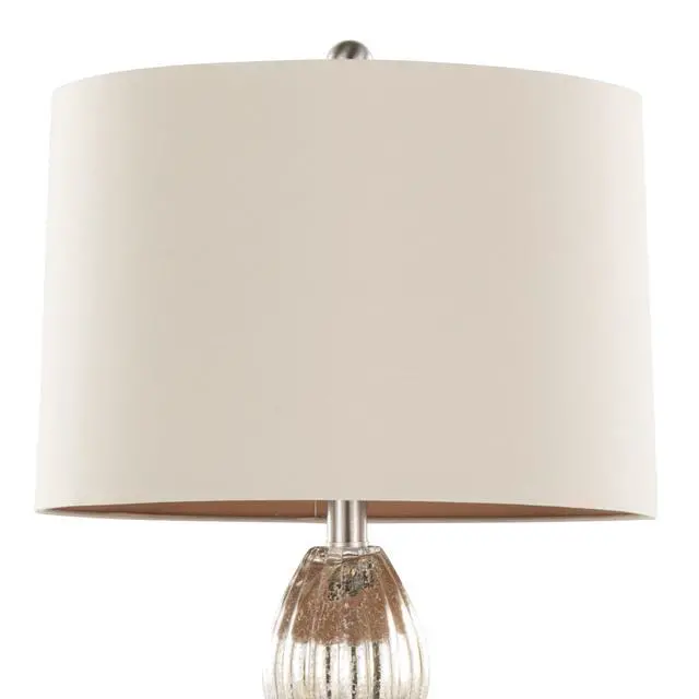 Alt view image 5 of 5 - Spade 30" Contemporary Glass Table Lamp in Mercury Glass, Brushed Nickel and Natural Linen Shade From Grandview Gallery - Set Of 2