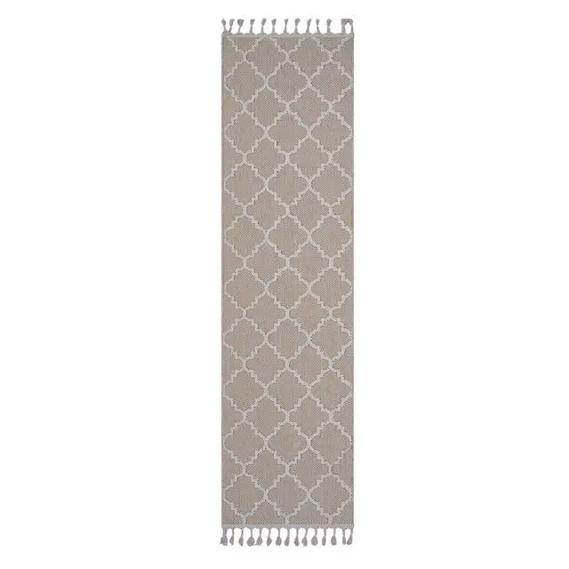 Alt view image 2 of 7 - Collection 96*26 inch Ivory / Trellis Indoor / Outdoor Runner Rug