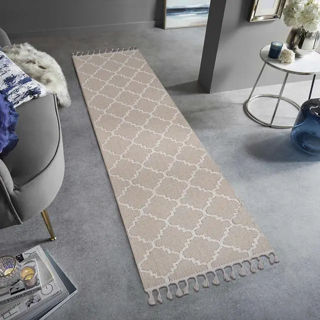 Main image of Collection 96*26 inch Ivory / Trellis Indoor / Outdoor Runner Rug
