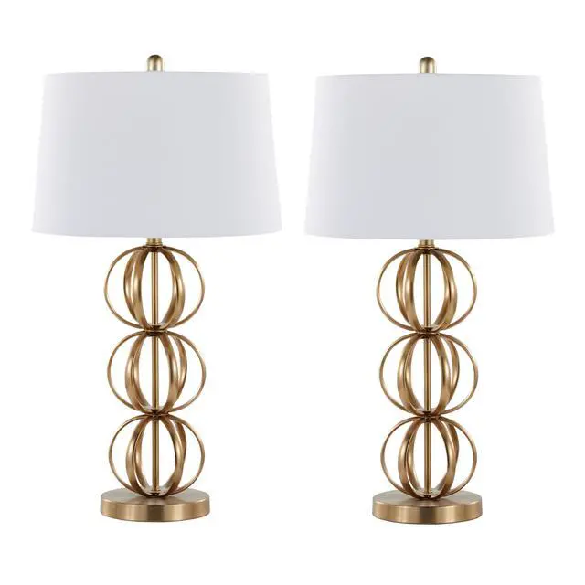 Alt view image 3 of 7 - Linx 29" Contemporary Metal Table Lamp in Gold Metal and White Linen Shade From Grandview Gallery - Set Of 2