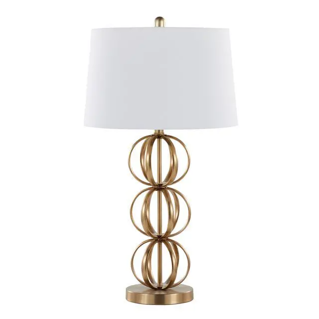 Alt view image 4 of 7 - Linx 29" Contemporary Metal Table Lamp in Gold Metal and White Linen Shade From Grandview Gallery - Set Of 2