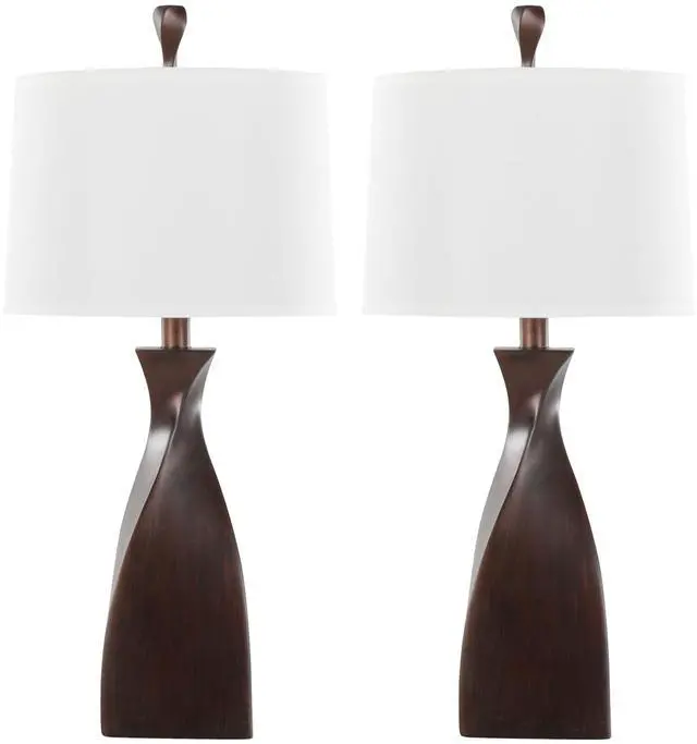 Main image of 30" Contemporary Polyresin Table Lamp in Copper Bronze Polyresin with Natural Linen Shade From Grandview Gallery - Set Of 2