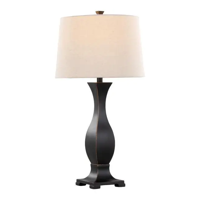 Alt view image 5 of 7 - 29" Contemporary Polyresin Table Lamp in Oil Rubbed Bronze Polyresin with Oat Linen Shade From Grandview Gallery - Set Of 2